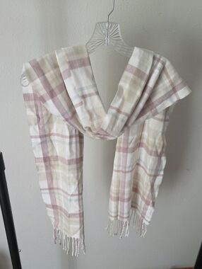 D&Y Dusty Rose and Cream Plaid Scarf